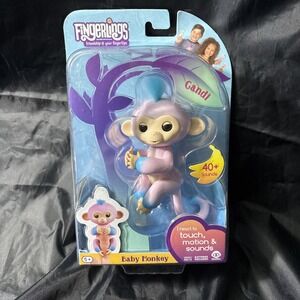 New WowWee Fingerlings Interactive Baby Monkey Candi Pink Blue